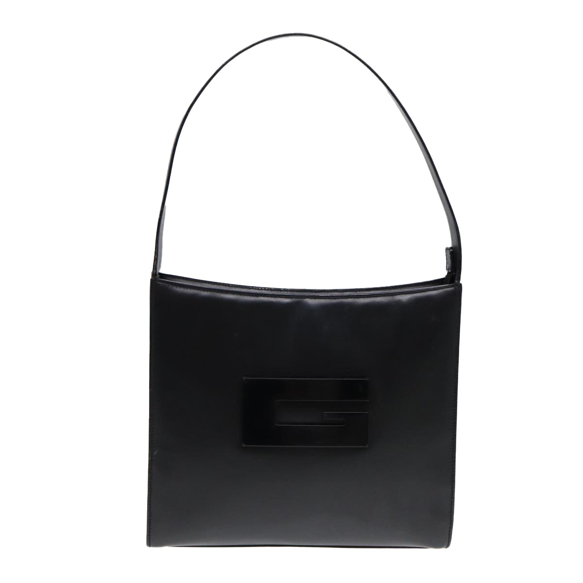 GUCCI Shoulder Bag Leather Black Silver Auth ep5573