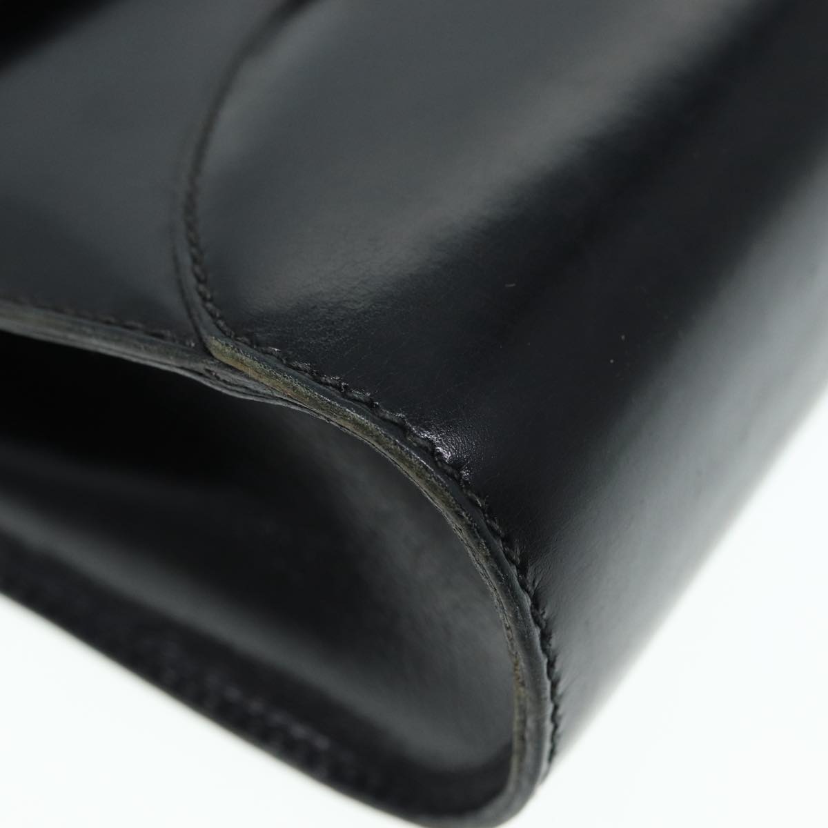 GUCCI Shoulder Bag Leather Black Gold Auth ep5586
