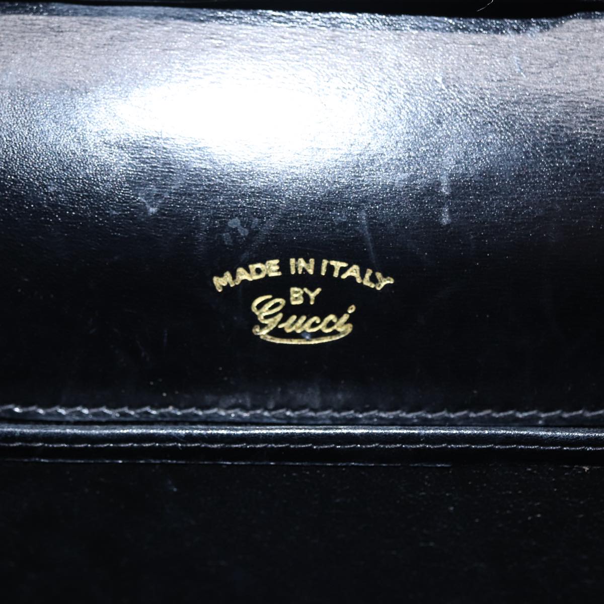 GUCCI Shoulder Bag Leather Black Gold Auth ep5586