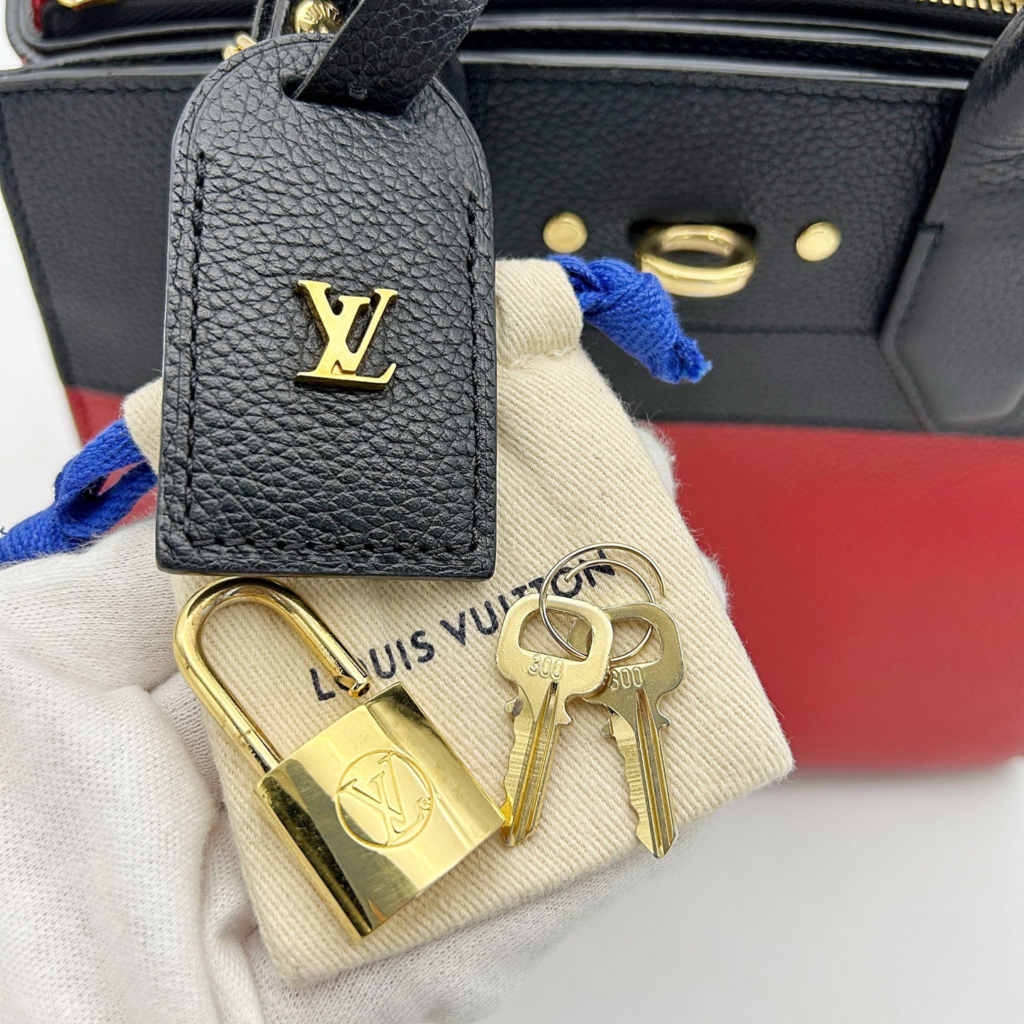 Louis Vuitton | Bags | Louis Vuitton City Steamer Handbag Leather Pm Black Red LA40373
