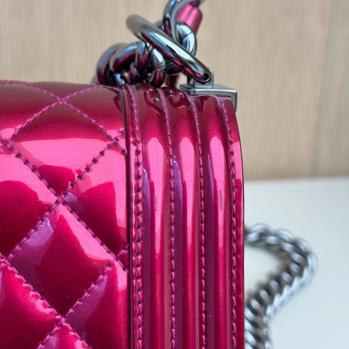 Chanel Small Metallic Boy Bag - Pink Shoulder Bags, Handbags