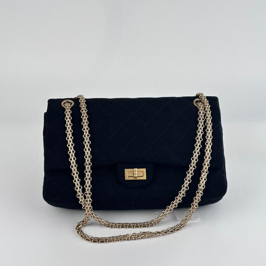 Chanel Jersey Reissue Double Flap Bag - Black Shoulder Bags, Handbags MR