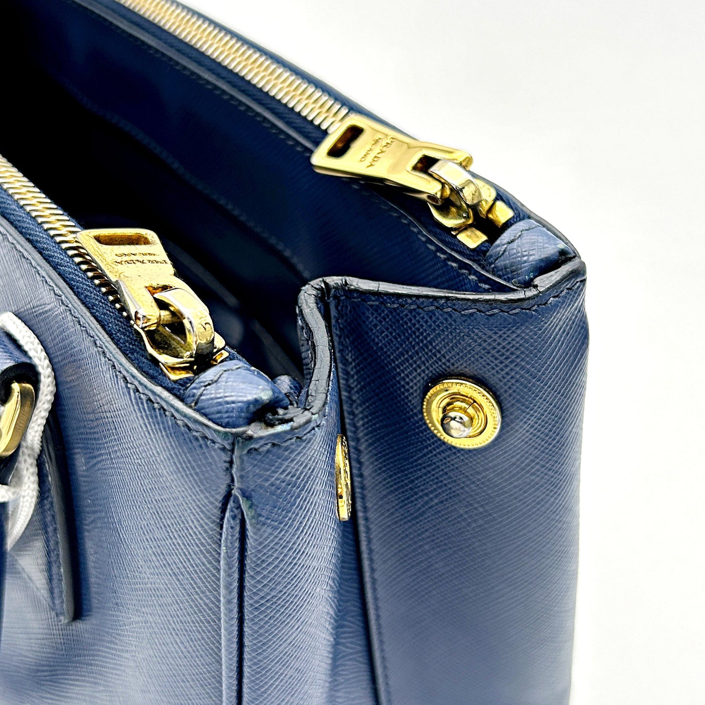 PRADA Saffiano Lux Small Galleria Double Zip Tote Bluette LA5070