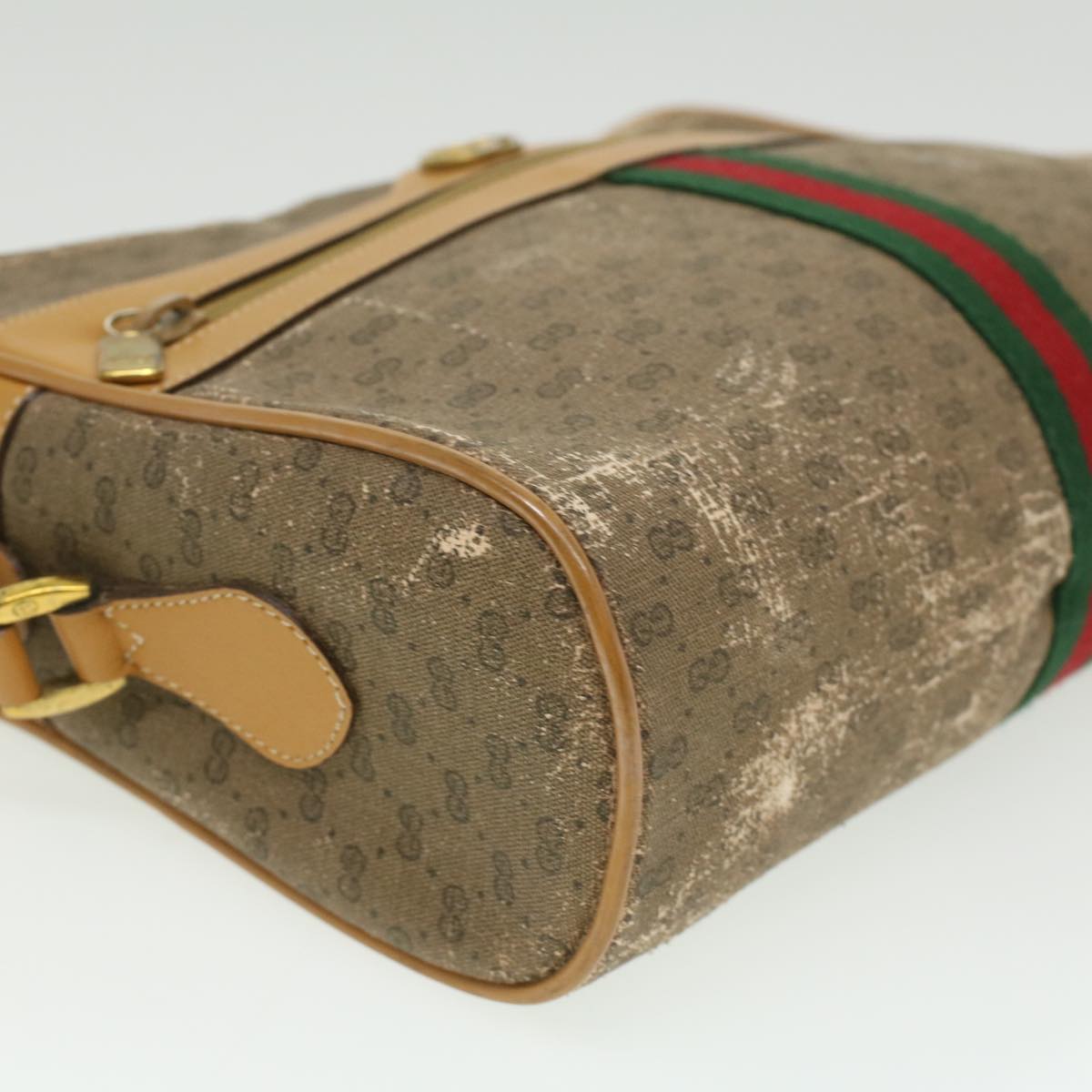 GUCCI Micro GG Canvas Web Sherry Line Shoulder Bag Beige Red Green  fm1935
