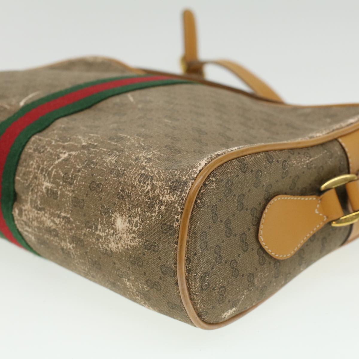 GUCCI Micro GG Canvas Web Sherry Line Shoulder Bag Beige Red Green  fm1935