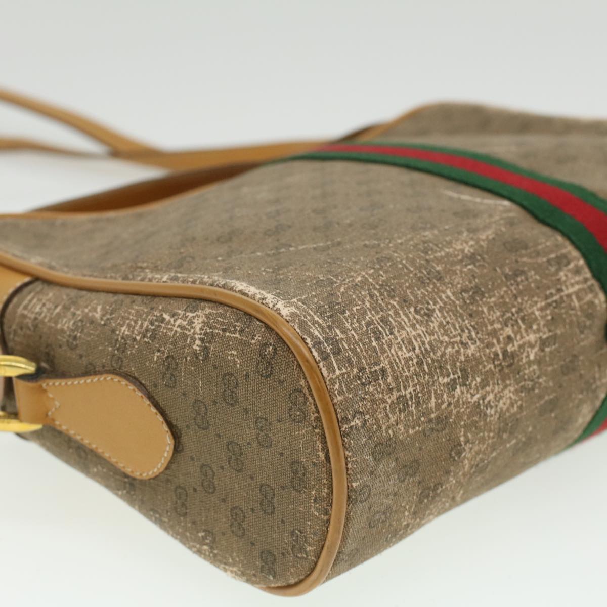 GUCCI Micro GG Canvas Web Sherry Line Shoulder Bag Beige Red Green  fm1935