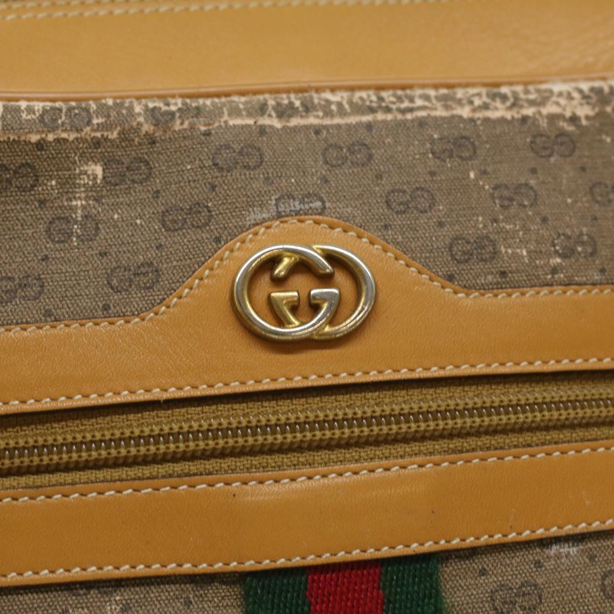 GUCCI Micro GG Canvas Web Sherry Line Shoulder Bag Beige Red Green  fm1935