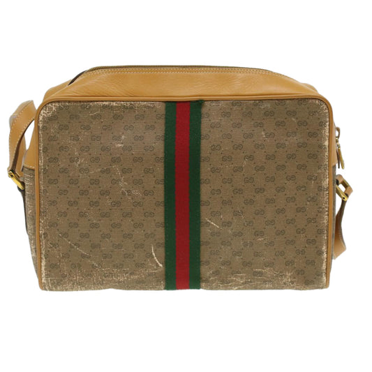 GUCCI Micro GG Canvas Web Sherry Line Shoulder Bag Beige Red Green  fm1935
