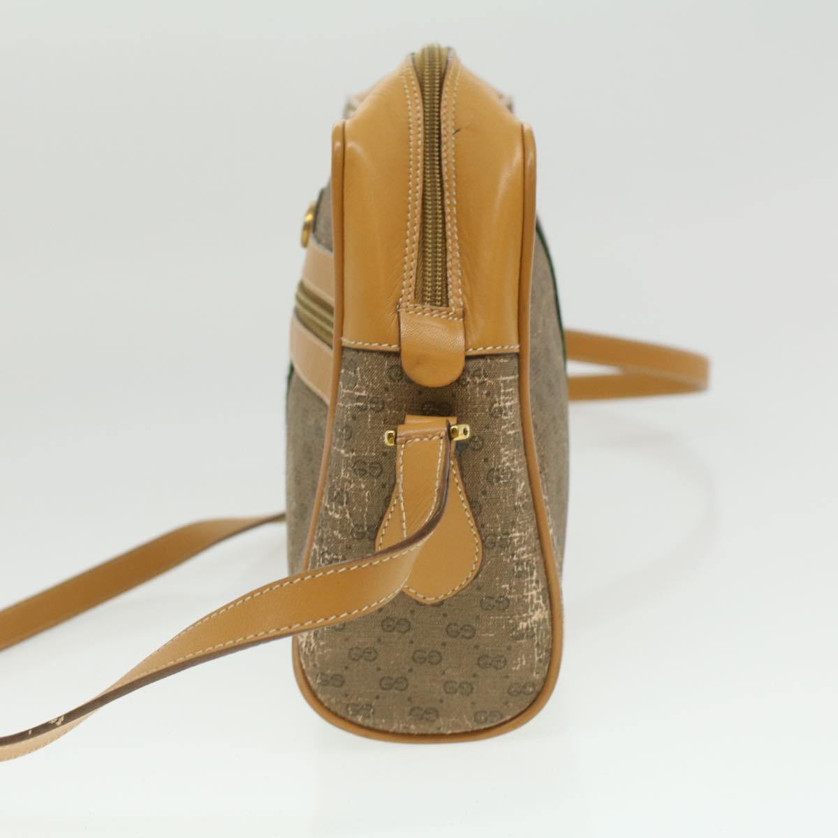 GUCCI Micro GG Canvas Web Sherry Line Shoulder Bag Beige Red Green  fm1935