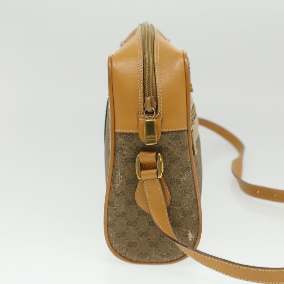 GUCCI Micro GG Canvas Web Sherry Line Shoulder Bag Beige Red Green  fm1935