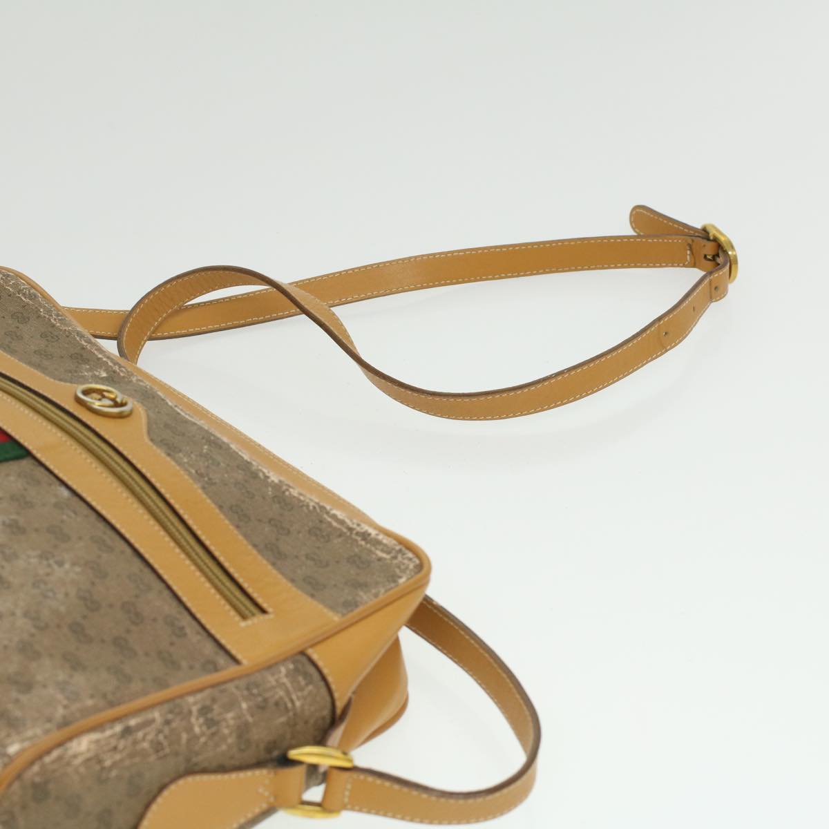 GUCCI Micro GG Canvas Web Sherry Line Shoulder Bag Beige Red Green  fm1935