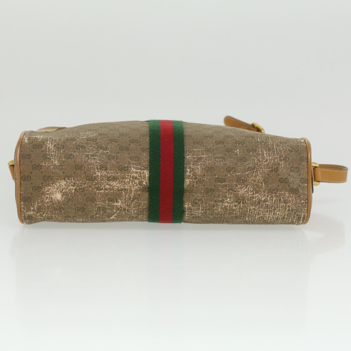 GUCCI Micro GG Canvas Web Sherry Line Shoulder Bag Beige Red Green  fm1935
