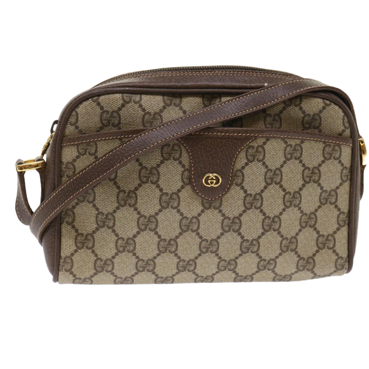 GUCCI GG Canvas Shoulder Bag PVC Leather Beige 001.58.6594  fm2522