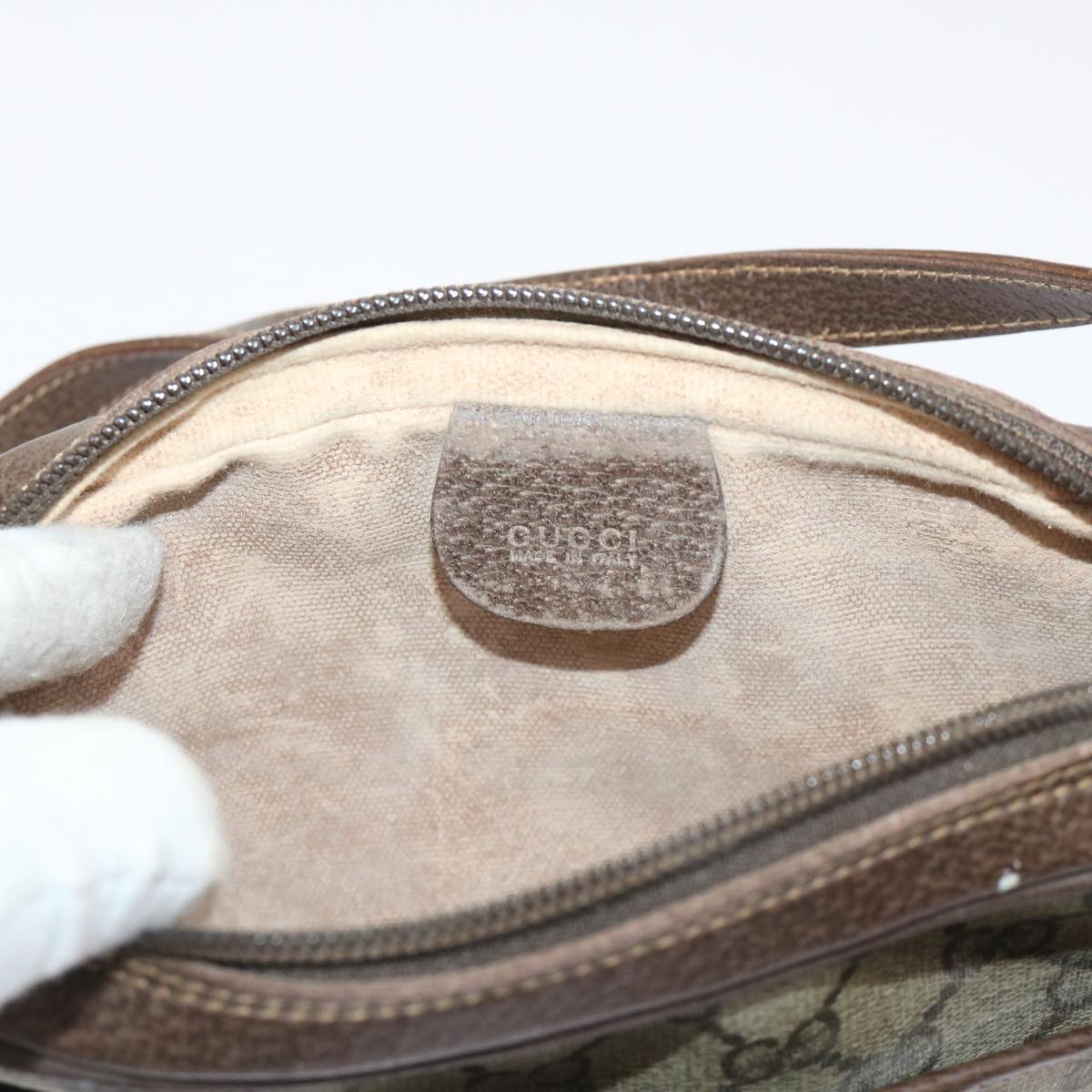 GUCCI GG Canvas Shoulder Bag PVC Leather Beige 001.58.6594  fm2522