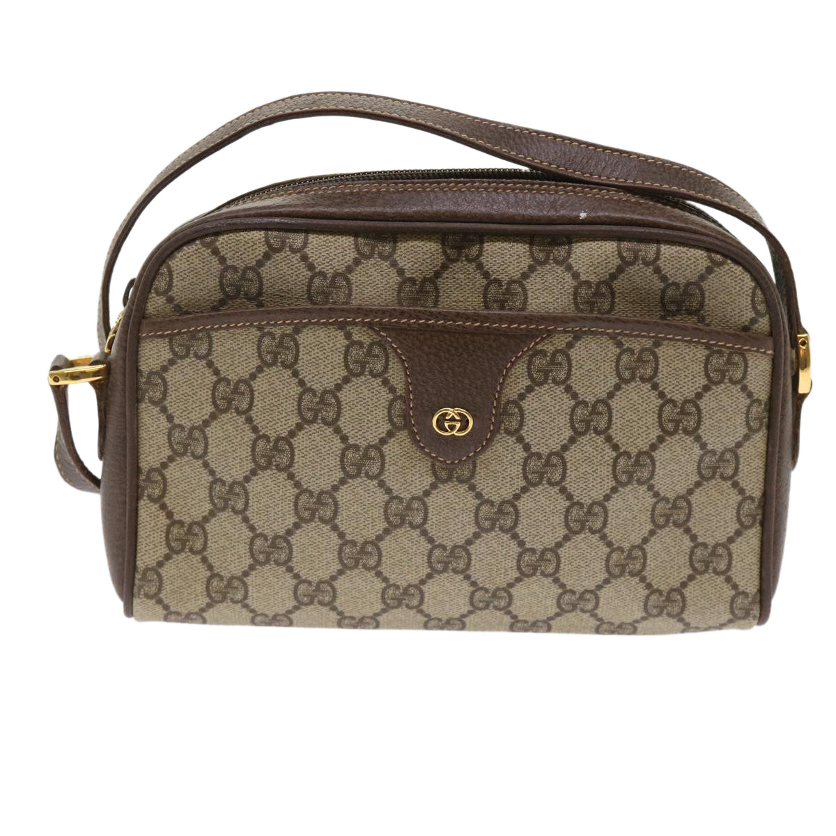 GUCCI GG Canvas Shoulder Bag PVC Leather Beige 001.58.6594  fm2522