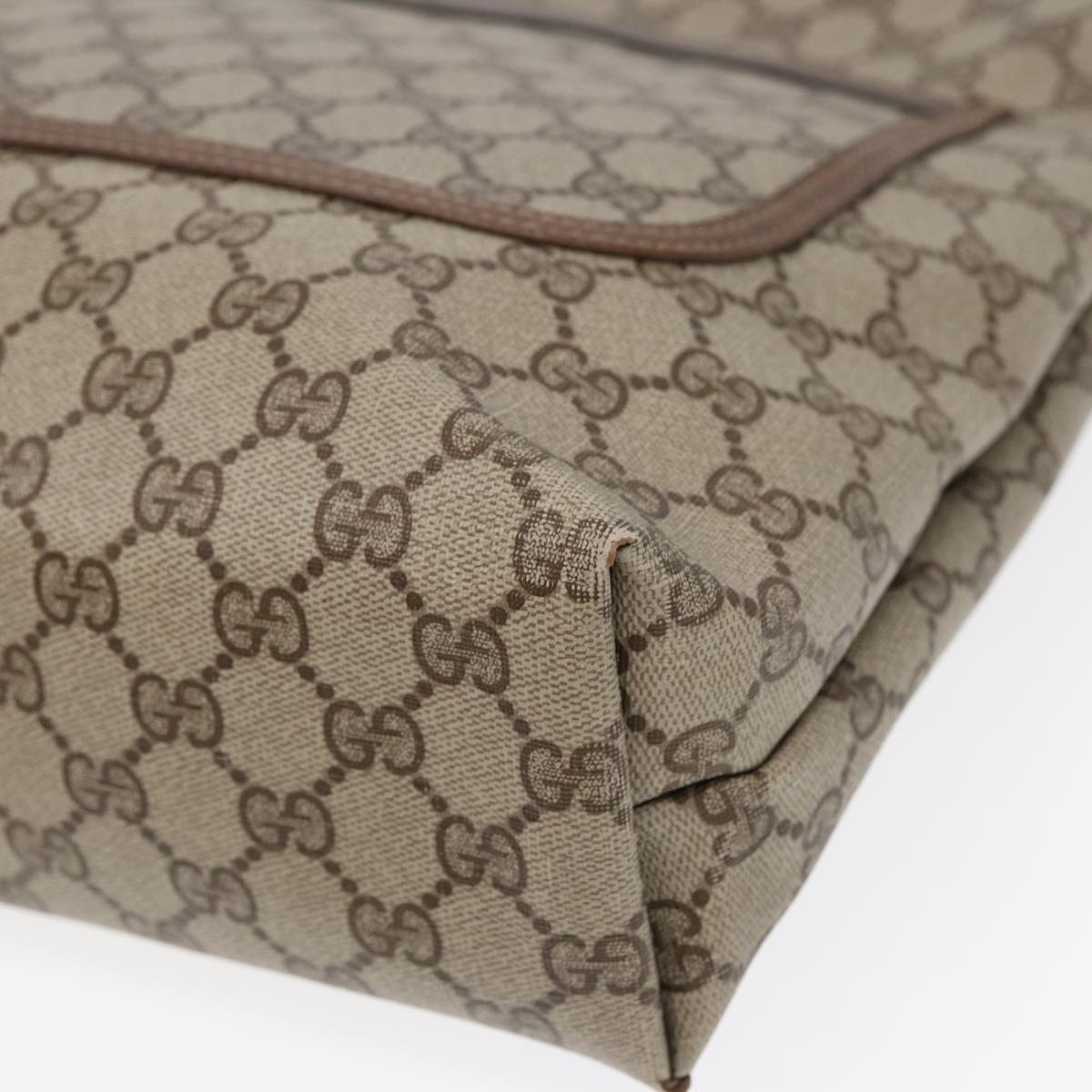 GUCCI GG Supreme Web Sherry Line Tote Bag PVC Beige 39 02 003 Auth fm3734