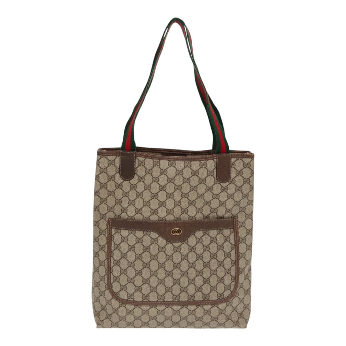 GUCCI GG Supreme Web Sherry Line Tote Bag PVC Beige 39 02 003 Auth fm3734