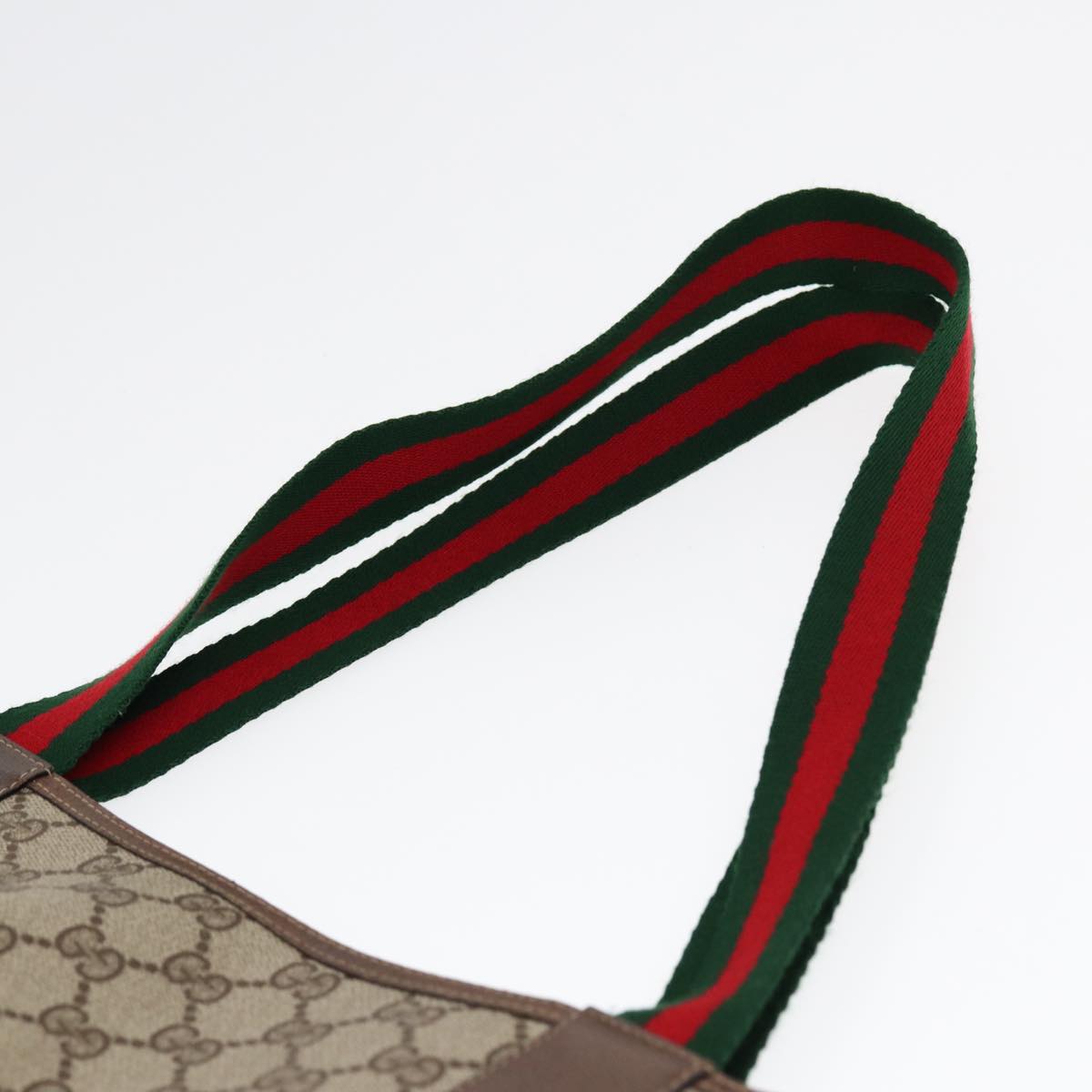 GUCCI GG Supreme Web Sherry Line Tote Bag PVC Beige 39 02 003 Auth fm3734