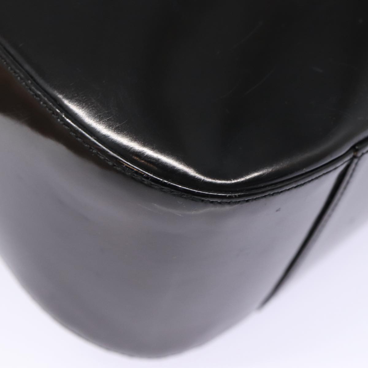 GUCCI Shoulder Bag Enamel Black Silver 001 1274 1703 Auth fm3746