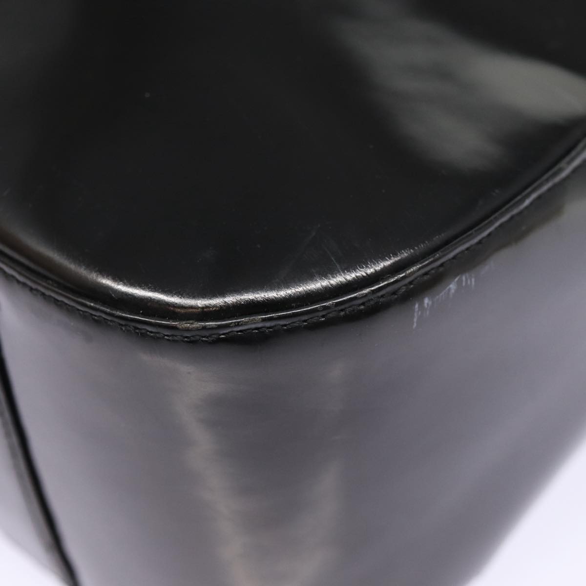 GUCCI Shoulder Bag Enamel Black Silver 001 1274 1703 Auth fm3746