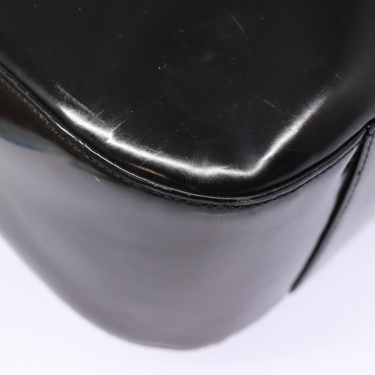 GUCCI Shoulder Bag Enamel Black Silver 001 1274 1703 Auth fm3746