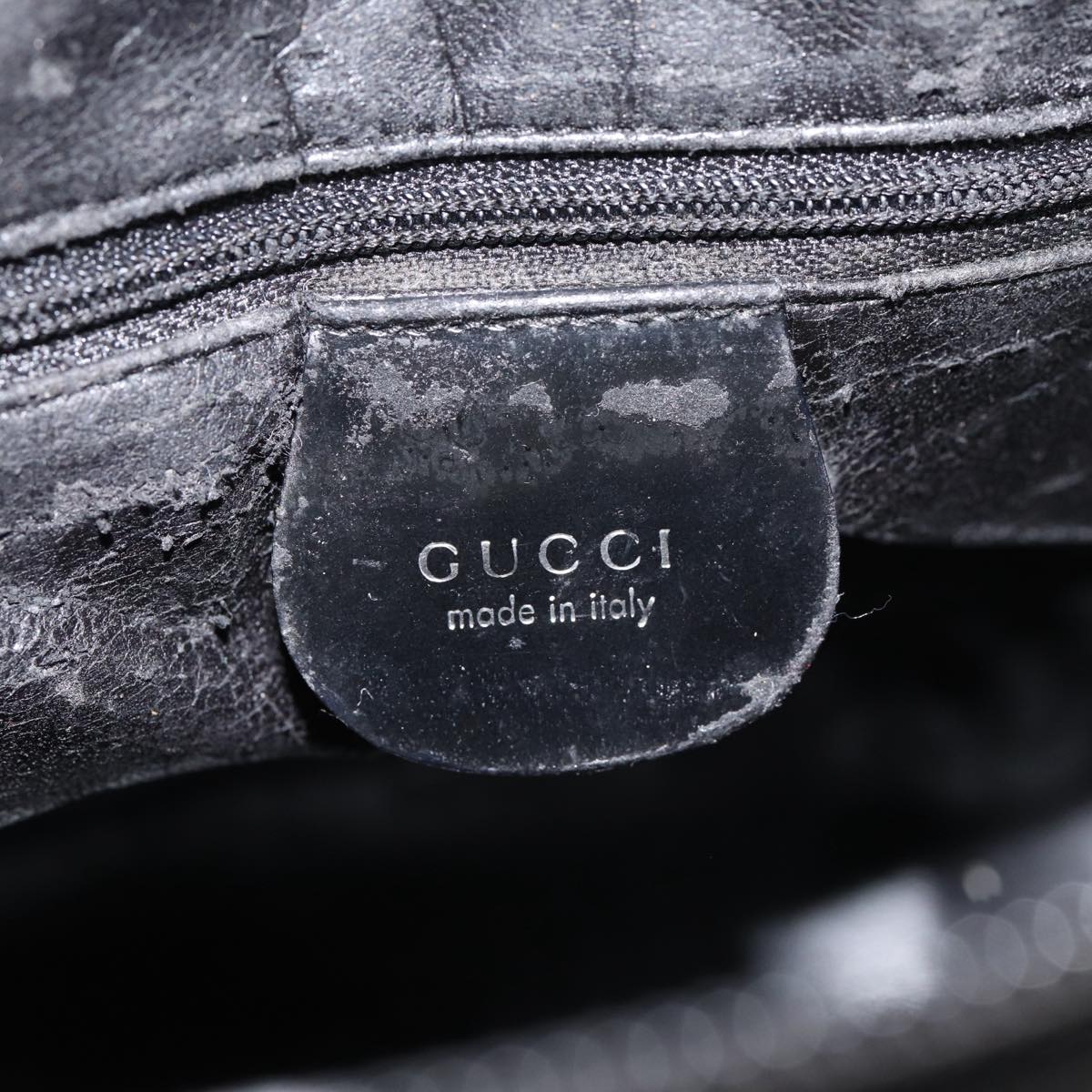 GUCCI Shoulder Bag Enamel Black Silver 001 1274 1703 Auth fm3746