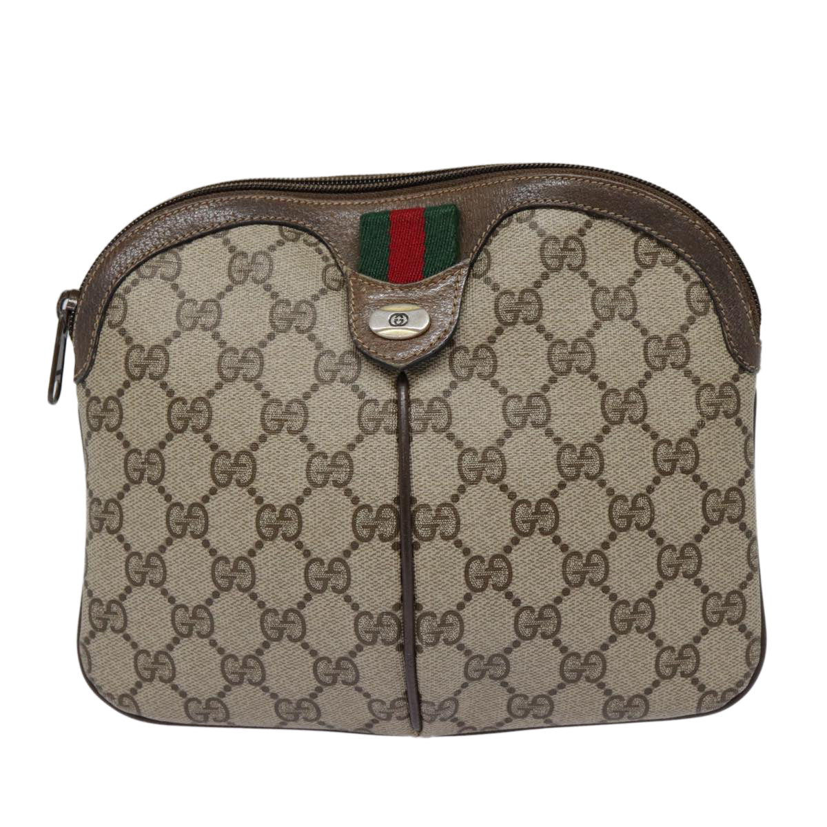 GUCCI GG Supreme Web Sherry Line Shoulder Bag PVC Beige 904 02 047 Auth fm3772