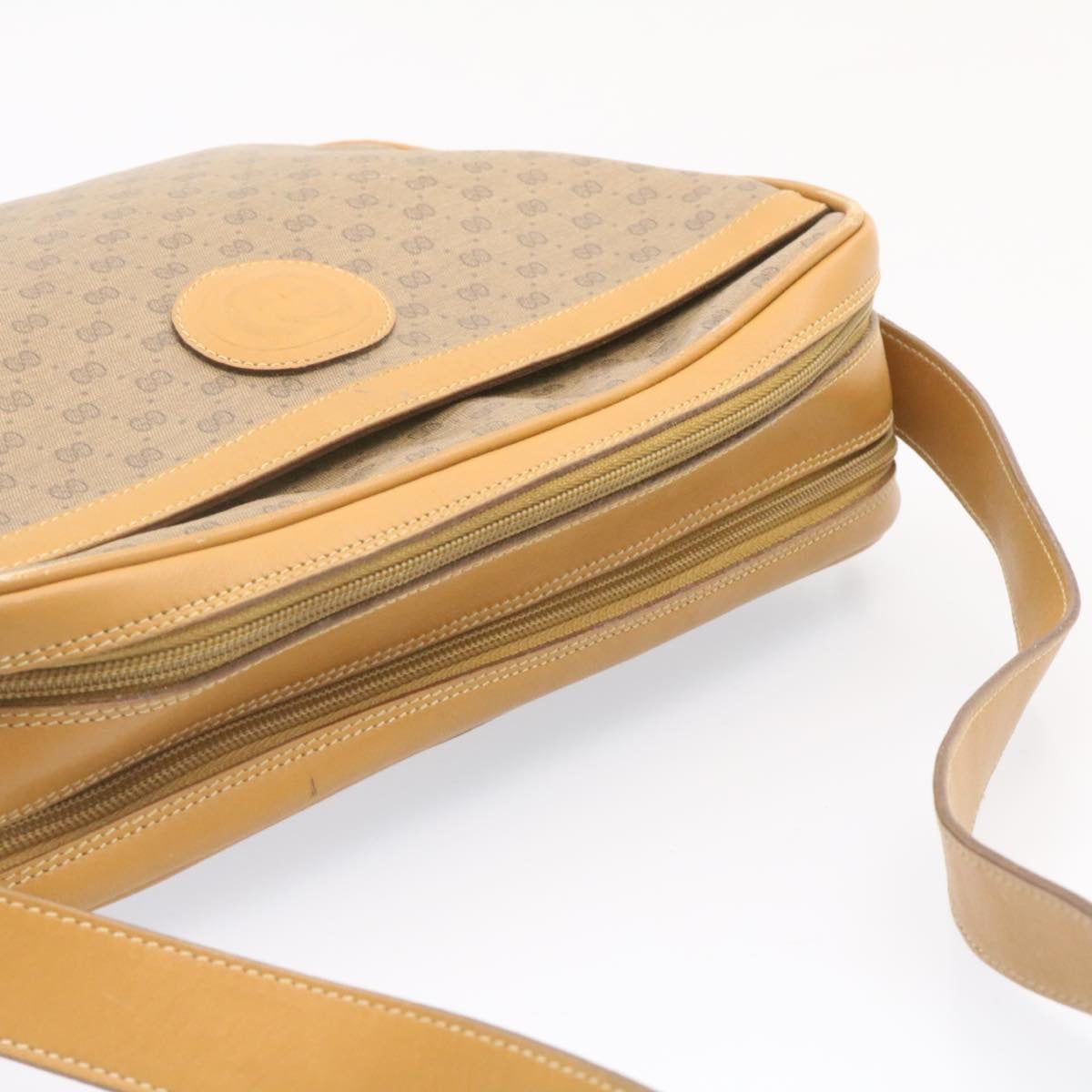 GUCCI Micro GG Canvas Cross body Shoulder Bag PVC Leather Beige  am1195g