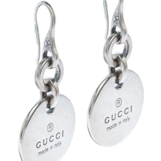 Gucci Trademark Round Drop Earrings- Sterling Silver