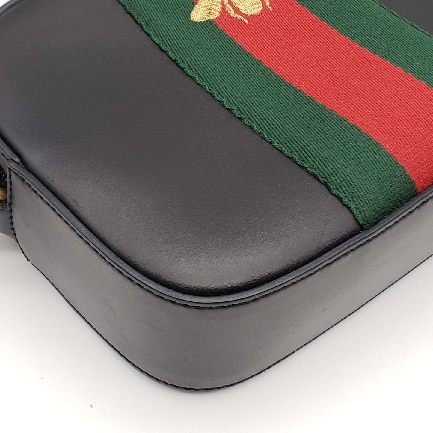 Gucci Bee Camera Black Leather Crossbody Bag