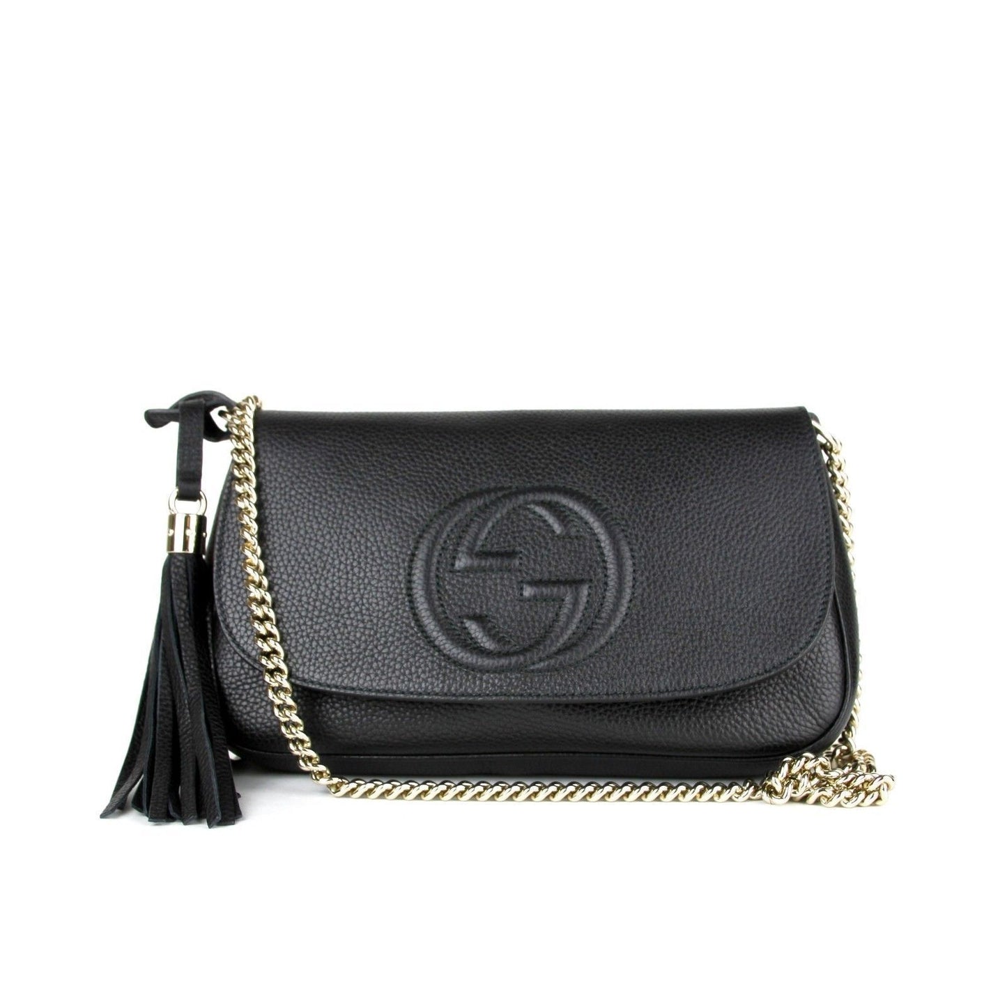 Gucci Soho Disco GG Black Tassel Chain Crossbody Bag 536224