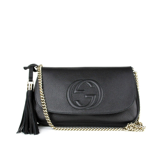 Gucci Soho Disco GG Black Tassel Chain Crossbody Bag 536224