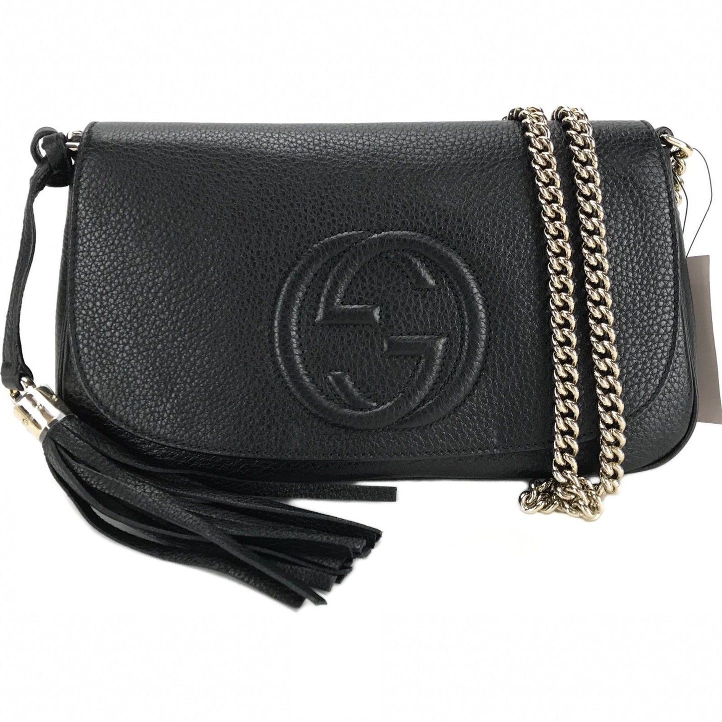 Gucci Soho Disco GG Black Tassel Chain Crossbody Bag 536224