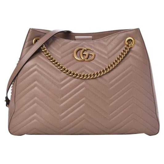 Gucci GG Marmont Shoulder Bag Calfskin Matelasse Medium Porcelain Rose Pink Leather Tote
