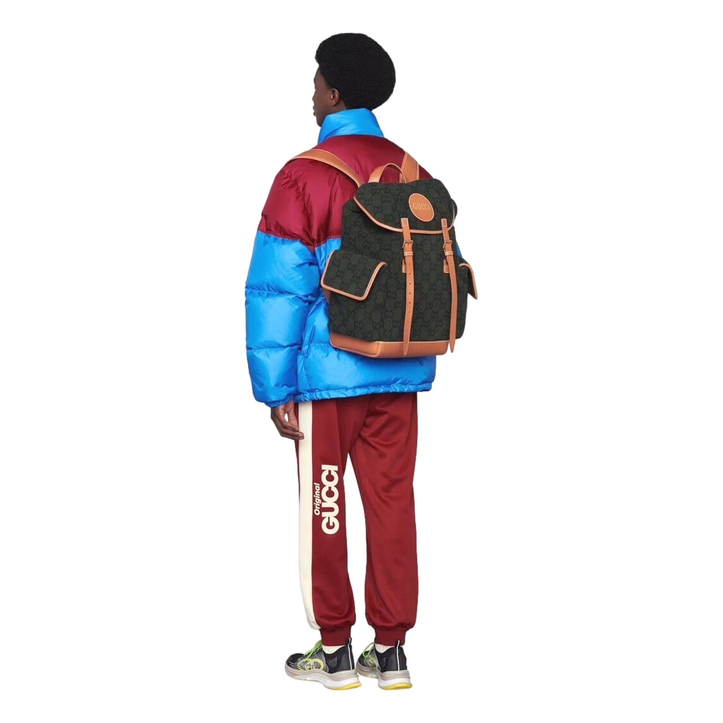 Gucci Dark Green Wool Guccisima GG Large Backpack