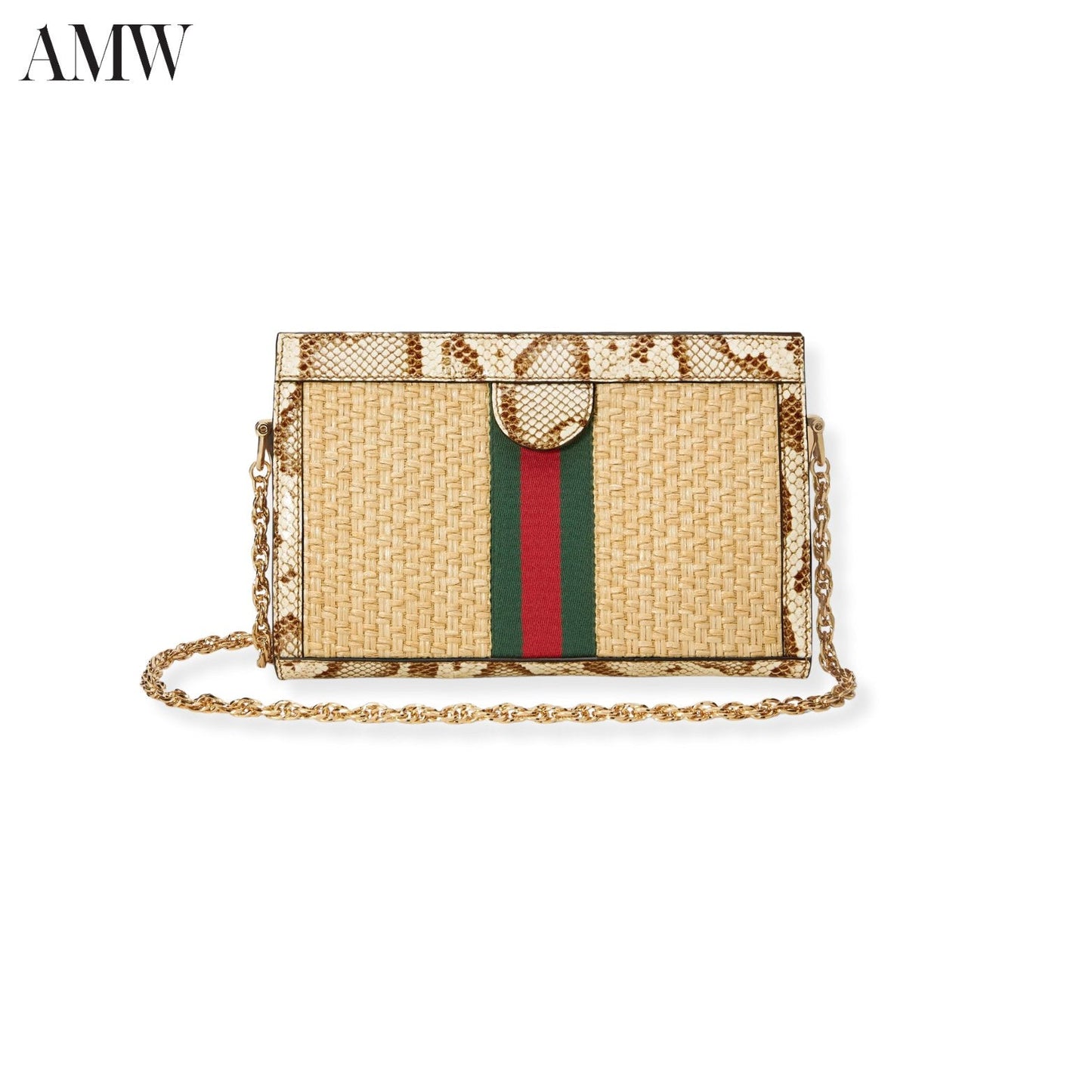 GUCCI Ophidia Straw Small Shoulder Bag