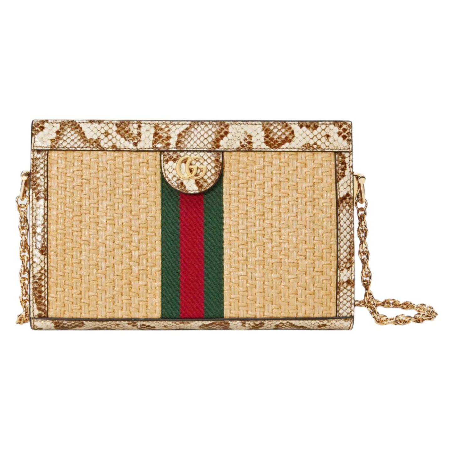 GUCCI Ophidia Straw Small Shoulder Bag
