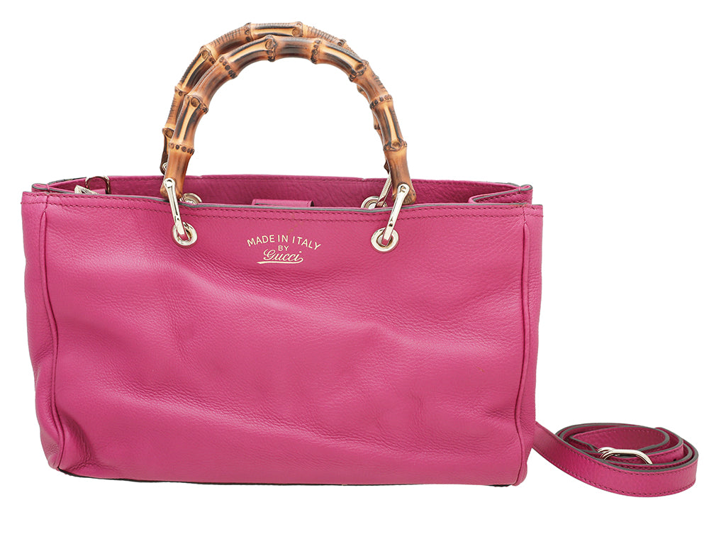 Gucci Fuchsia Bamboo Shopper Tote Bag