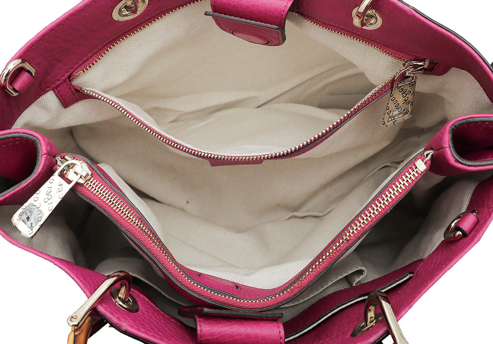 Gucci Fuchsia Bamboo Shopper Tote Bag