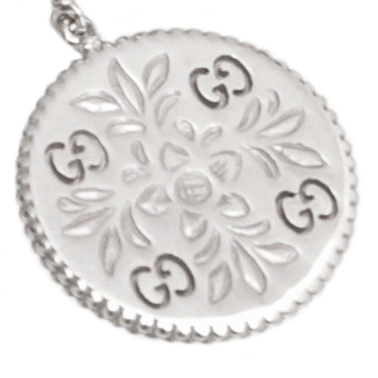 Gucci 18K White Gold GG Floral Hoop Drop Earrings