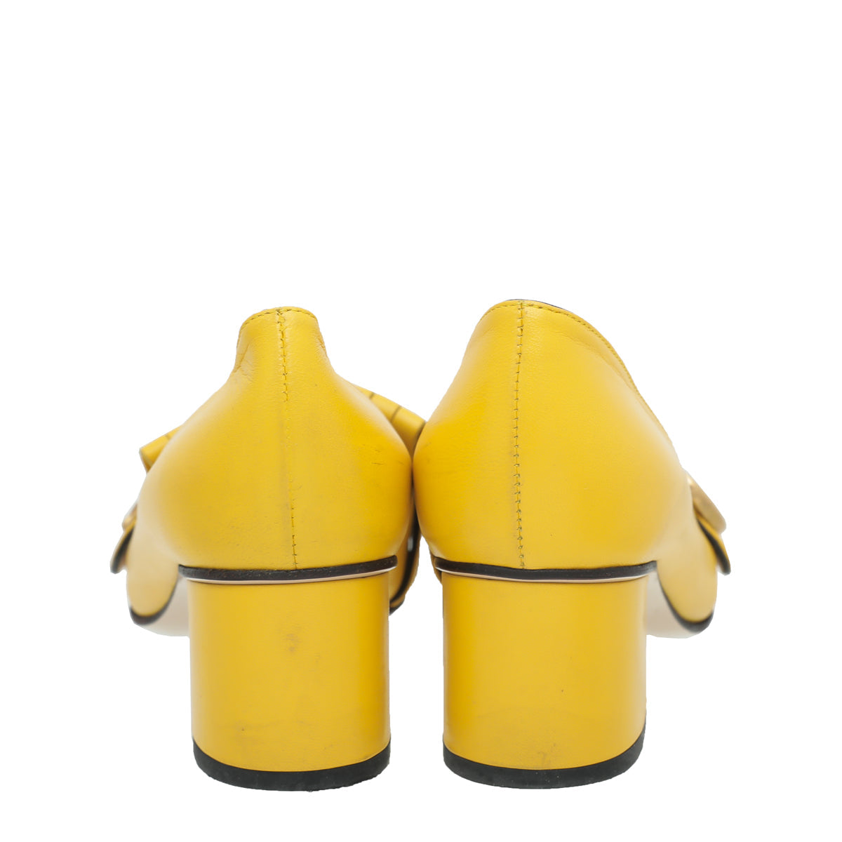Gucci Yellow GG Marmont Mid-Heel Pump 36
