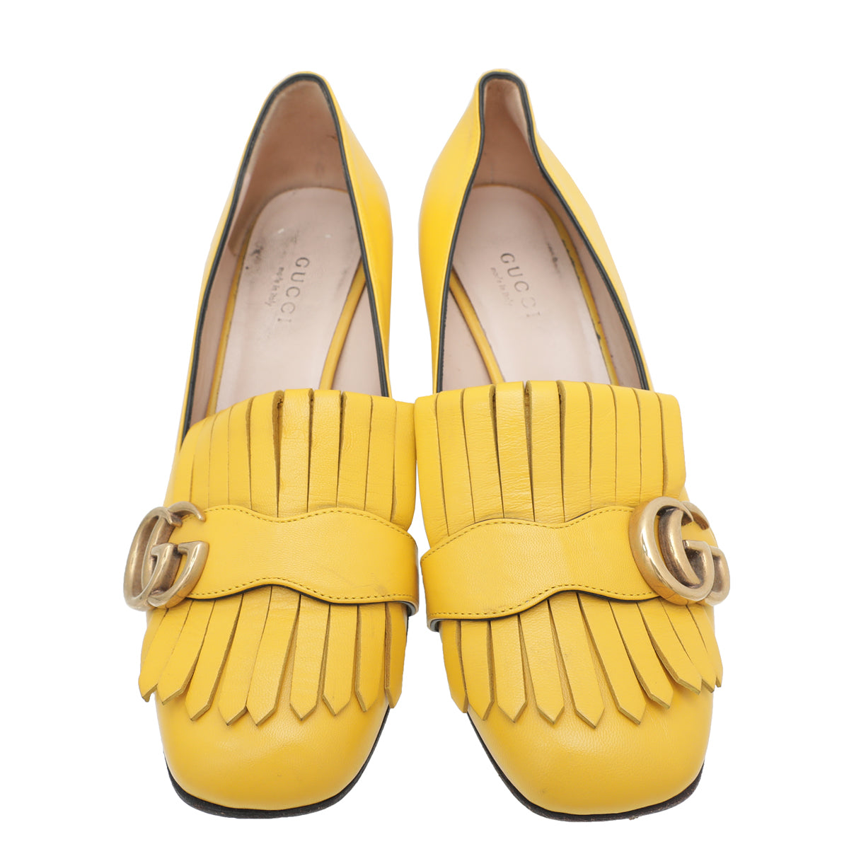 Gucci Yellow GG Marmont Mid-Heel Pump 36