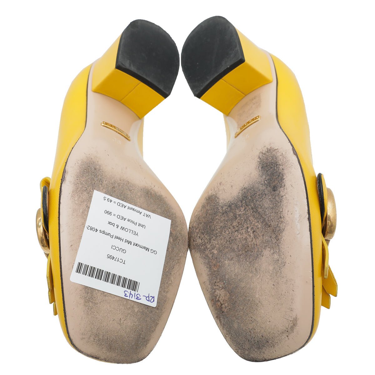 Gucci Yellow GG Marmont Mid-Heel Pump 36