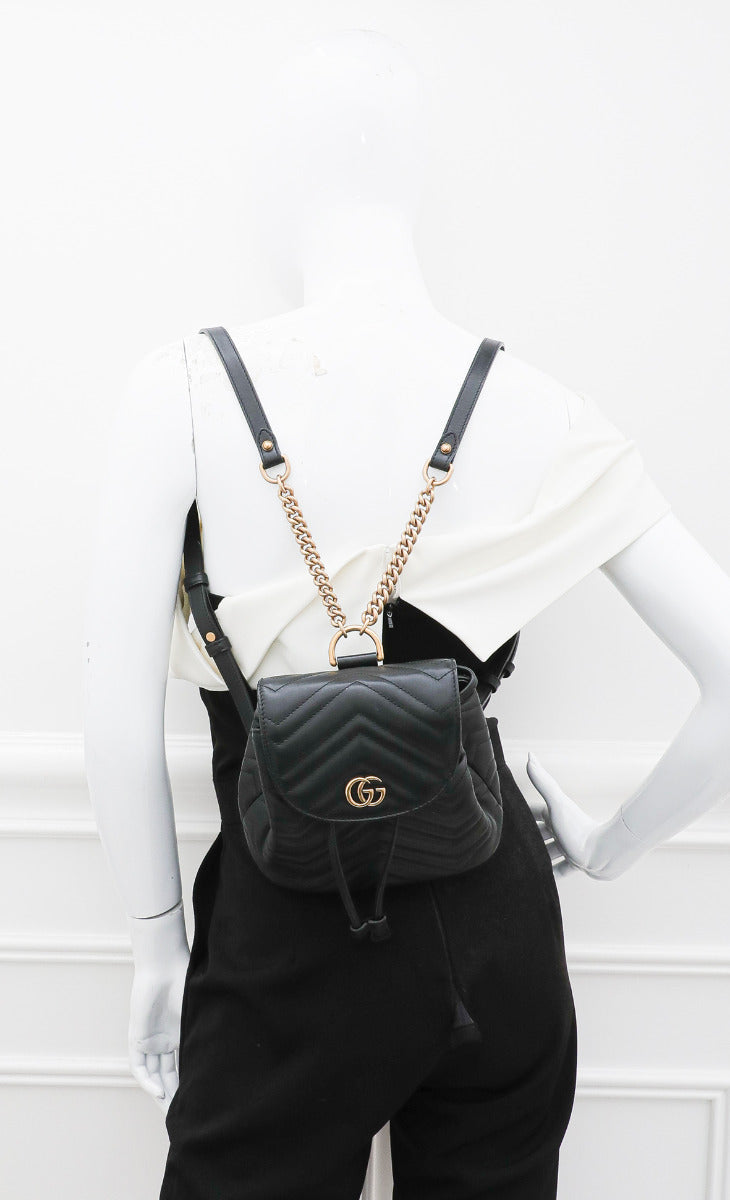 Gucci Black GG Marmont Mini Backpack Bag