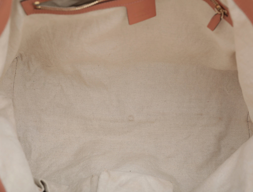Gucci Rose Beige Guccissima Heart Bit Charm Tote Bag