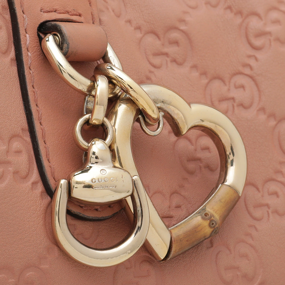 Gucci Rose Beige Guccissima Heart Bit Charm Tote Bag