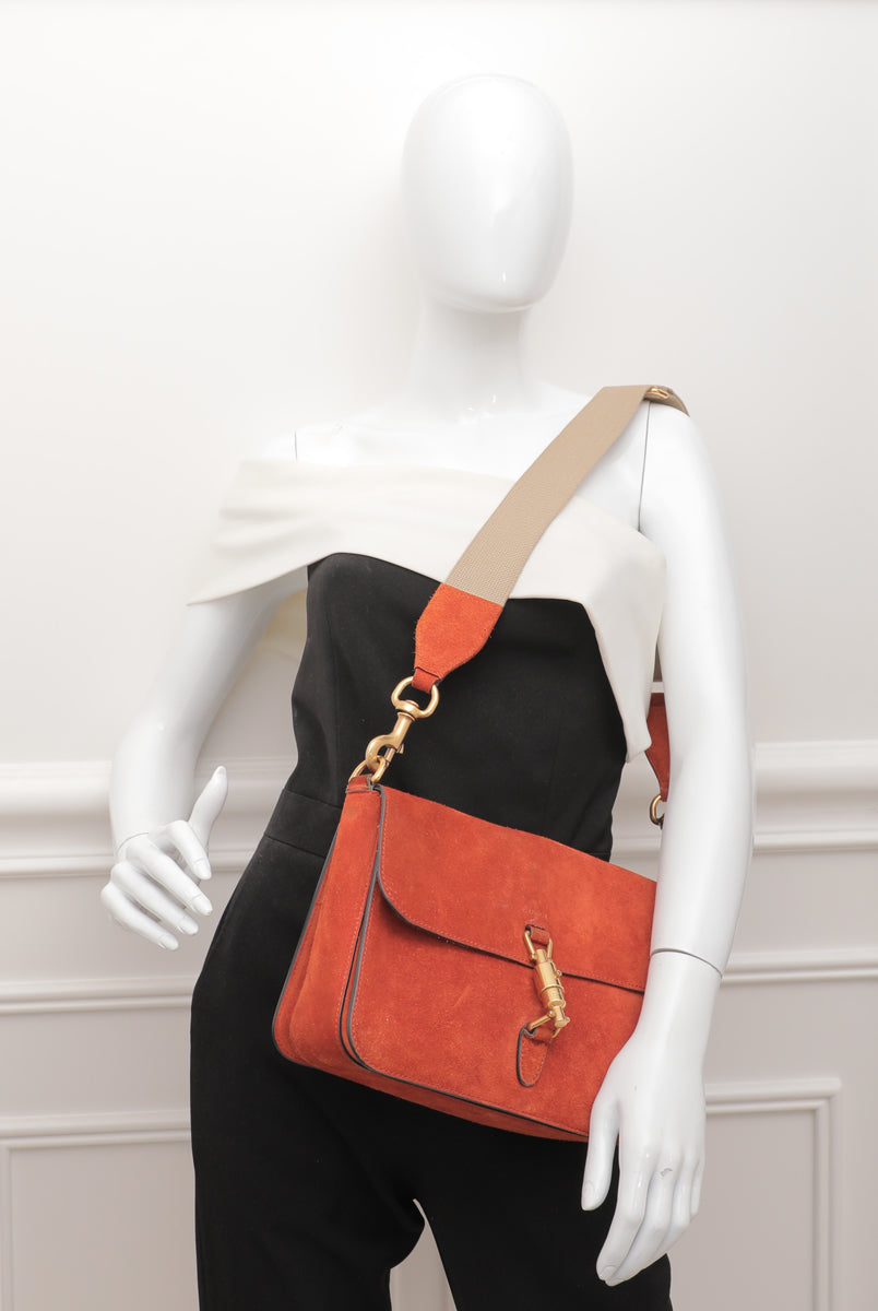 Gucci Orange Suede Jackie Soft Shoulder Bag
