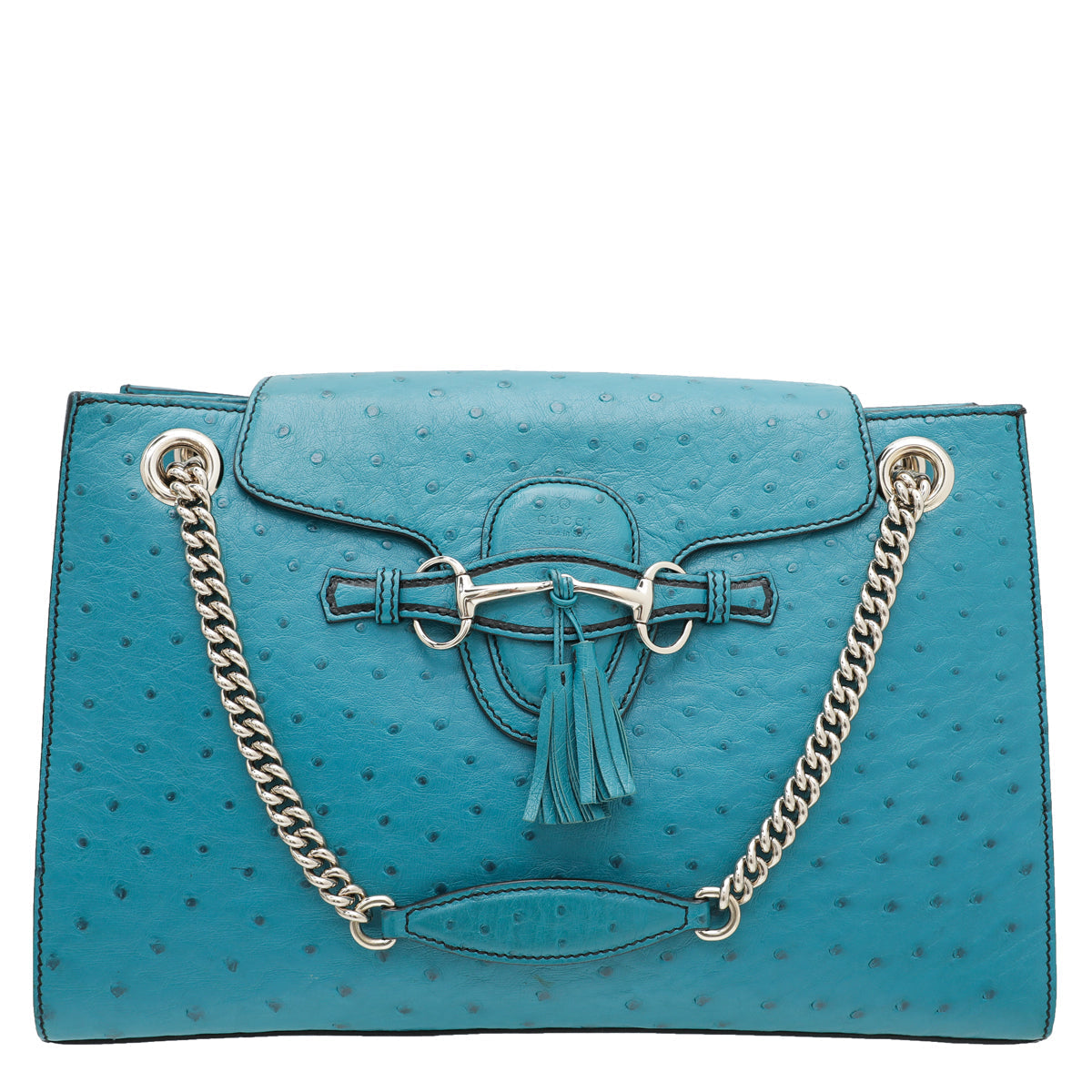 Gucci Turquoise Ostrich Emily GCC Exclusive 7-10 Bag