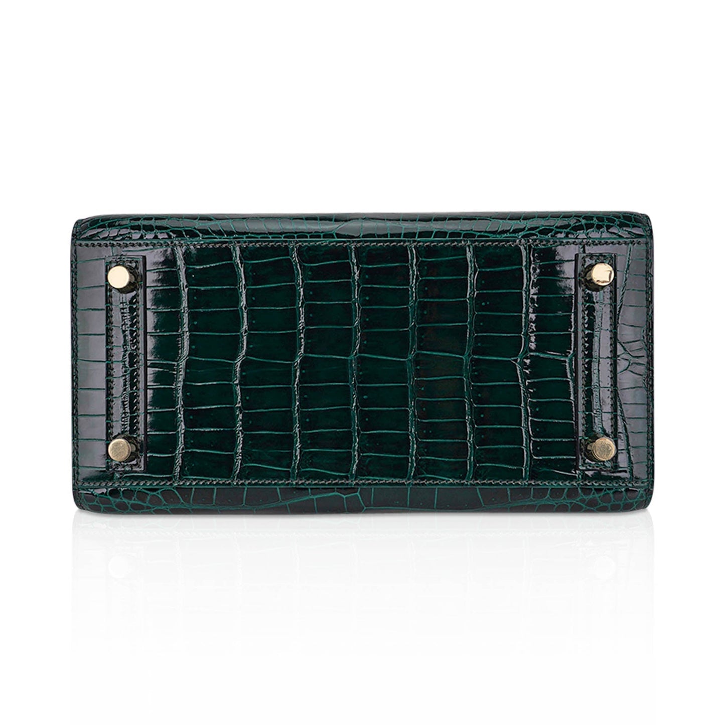 Hermes Birkin 25 Bag Sellier Vert Fonce Porosus Crocodile Bag with Gold Hardware