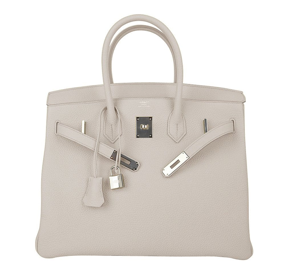 Hermes Birkin 35 Bag Beton Clemence Palladium Hardware
